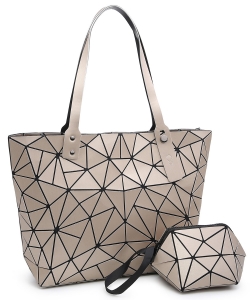 Fashion Geometric Checker 2-in-1 Shopper 6628 GOLD